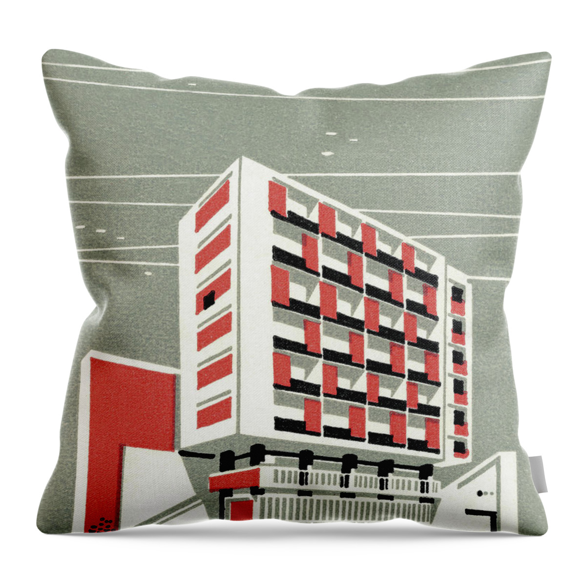 Accommodate Throw Pillow featuring the drawing Tall Hotel by CSA Images