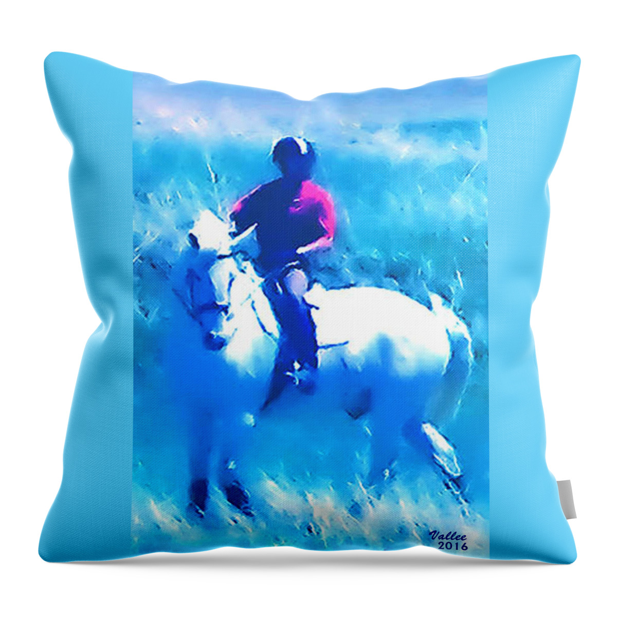 Horse Throw Pillow featuring the digital art Taming the White Stallion by Vallee Johnson