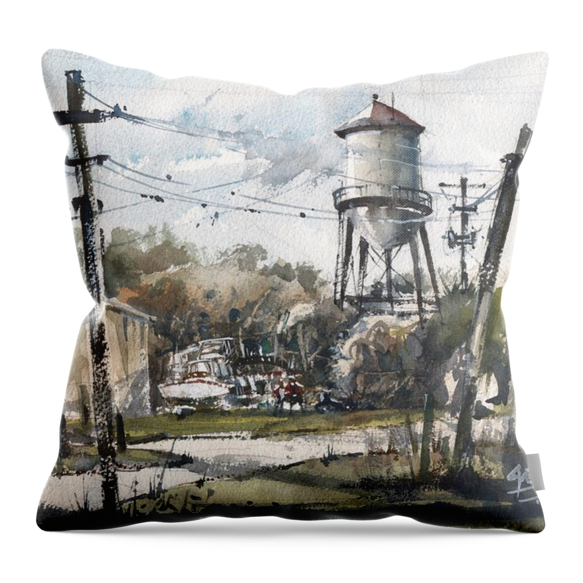 Tampa Throw Pillow featuring the painting Tampa Tower Too by Gaston McKenzie