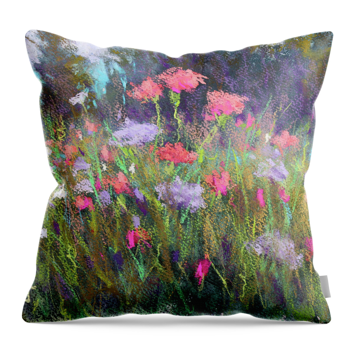 Wildflowers Throw Pillow featuring the painting Tangled Beauty by Susan Jenkins