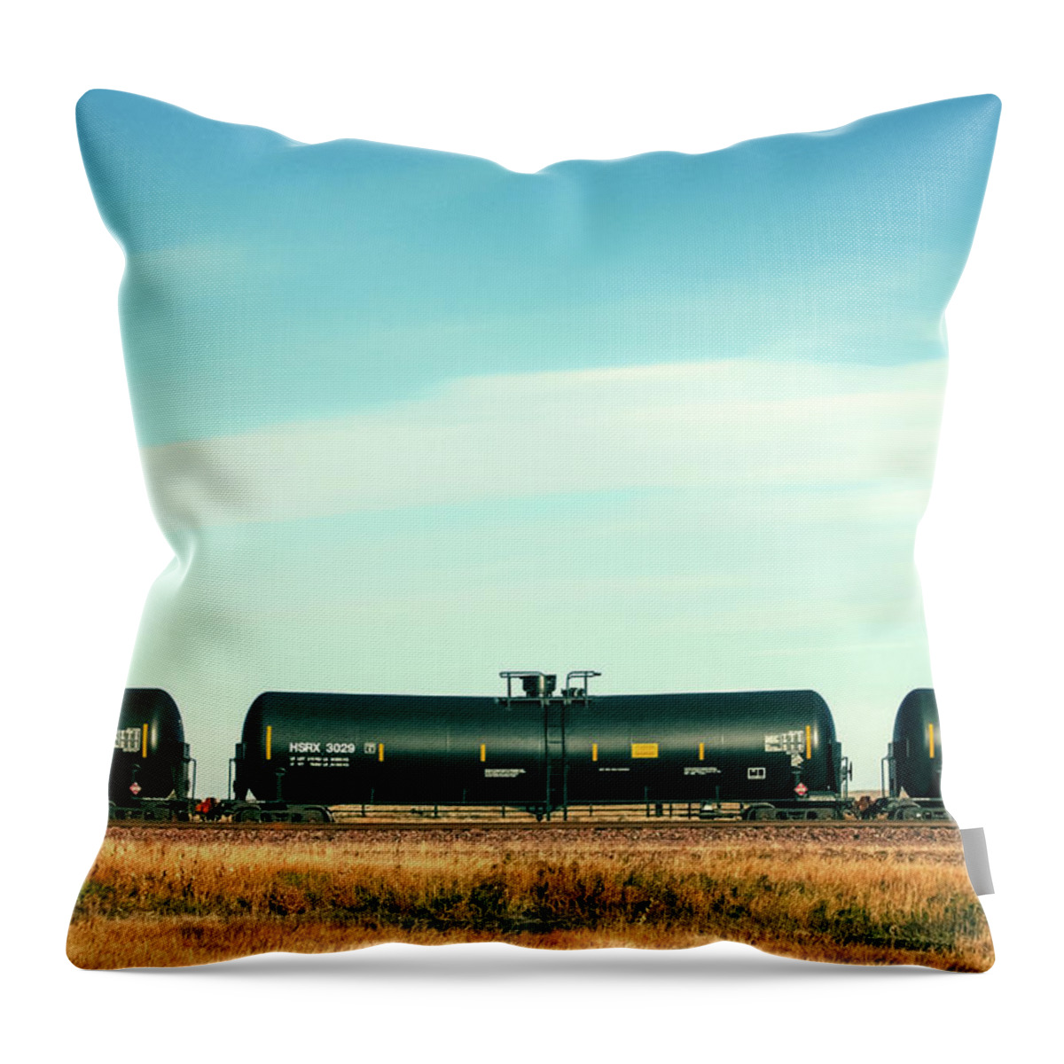 Oil Throw Pillow featuring the photograph Tank Car Row by Todd Klassy