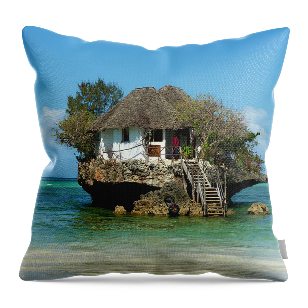 Scenics Throw Pillow featuring the photograph Tanzania, Zanzibar, Matemwe Beach, Rock by Tuul & Bruno Morandi
