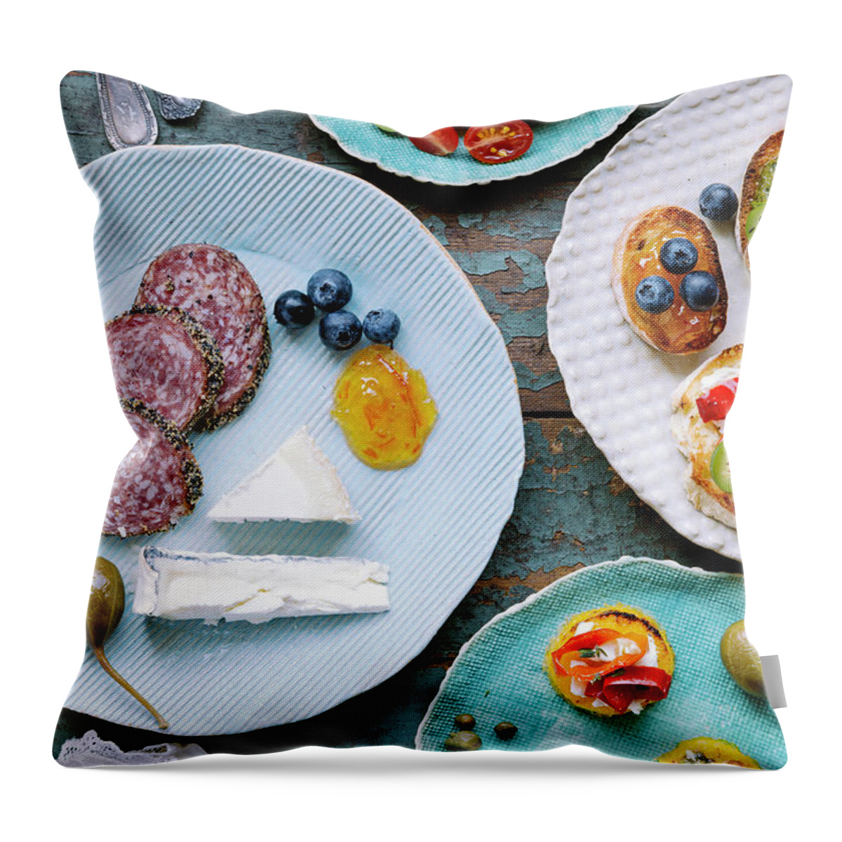 Nicolesy Throw Pillow featuring the photograph Tapas by Nicole Young