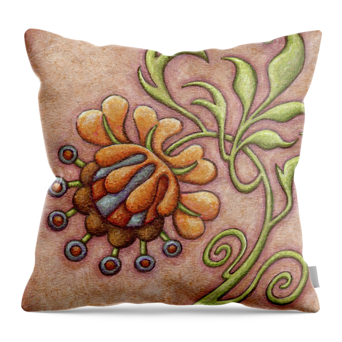 Floral Throw Pillow featuring the painting Tapestry Flower 10 by Amy E Fraser