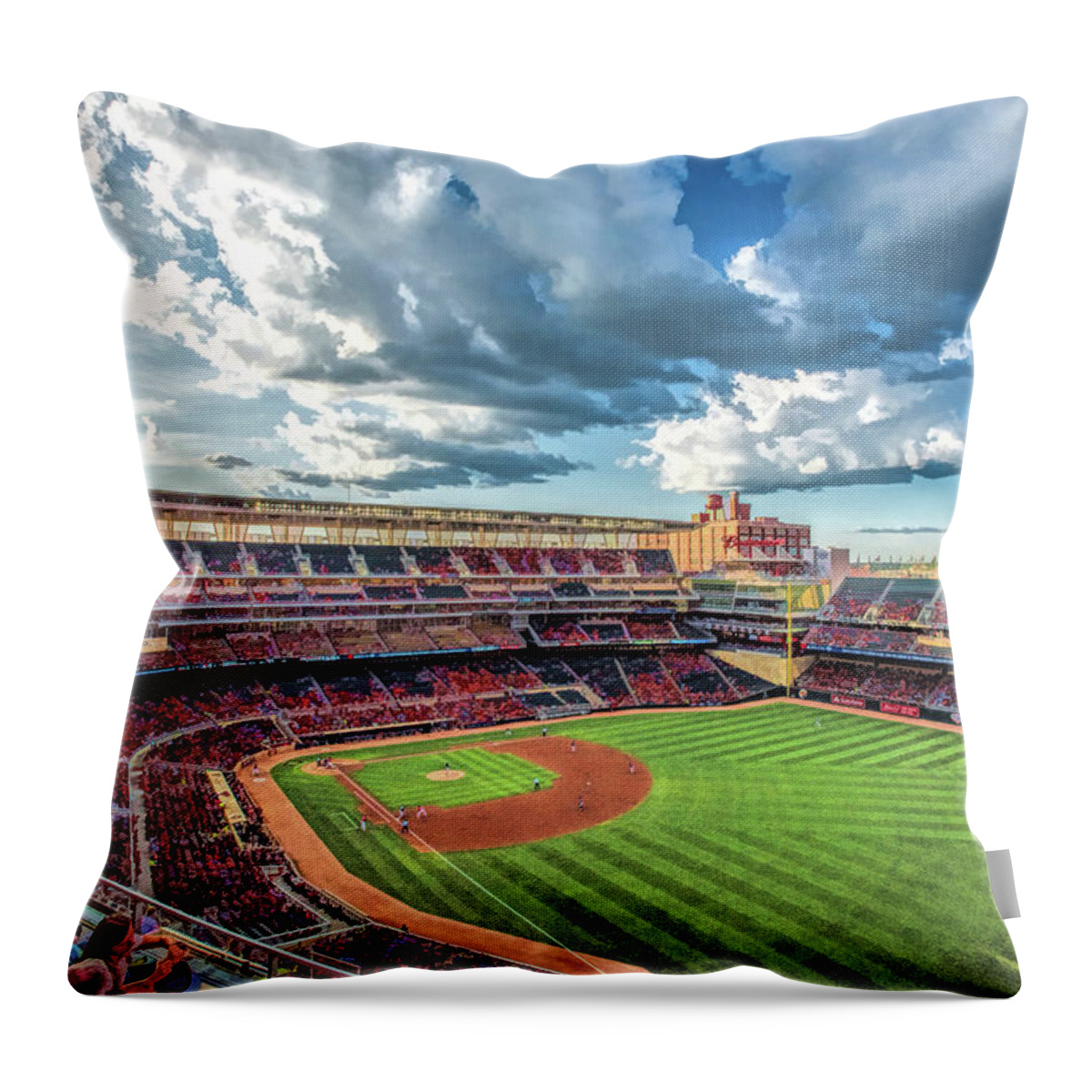 Target Field Throw Pillow featuring the painting Target Field Minnesota Twins Baseball Ballpark Stadium by Christopher Arndt