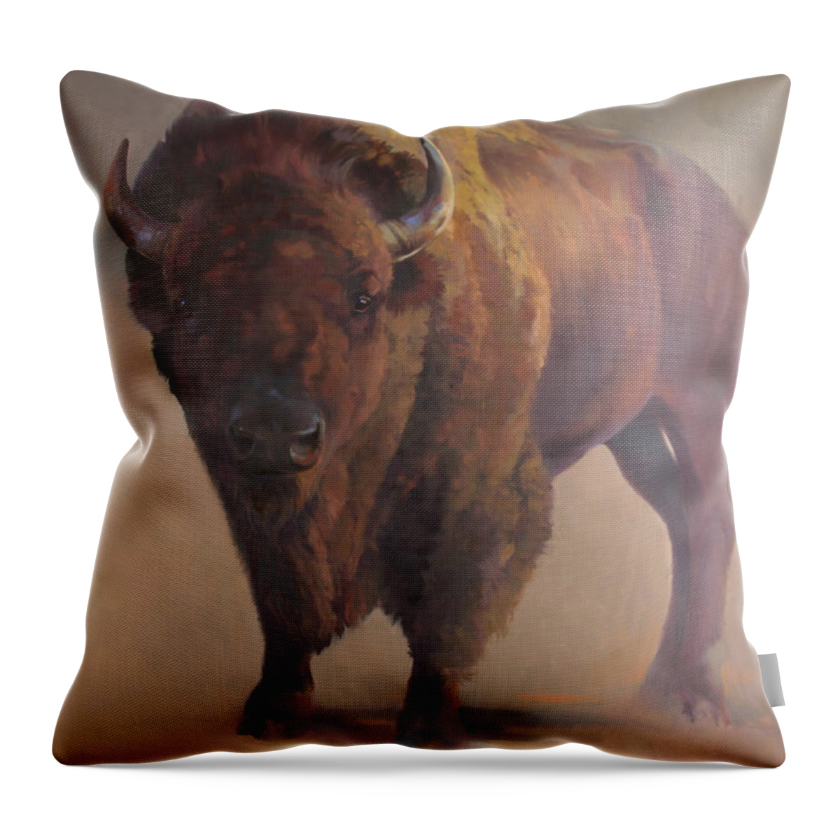 Nature Throw Pillow featuring the painting Tatanka by Carolyne Hawley