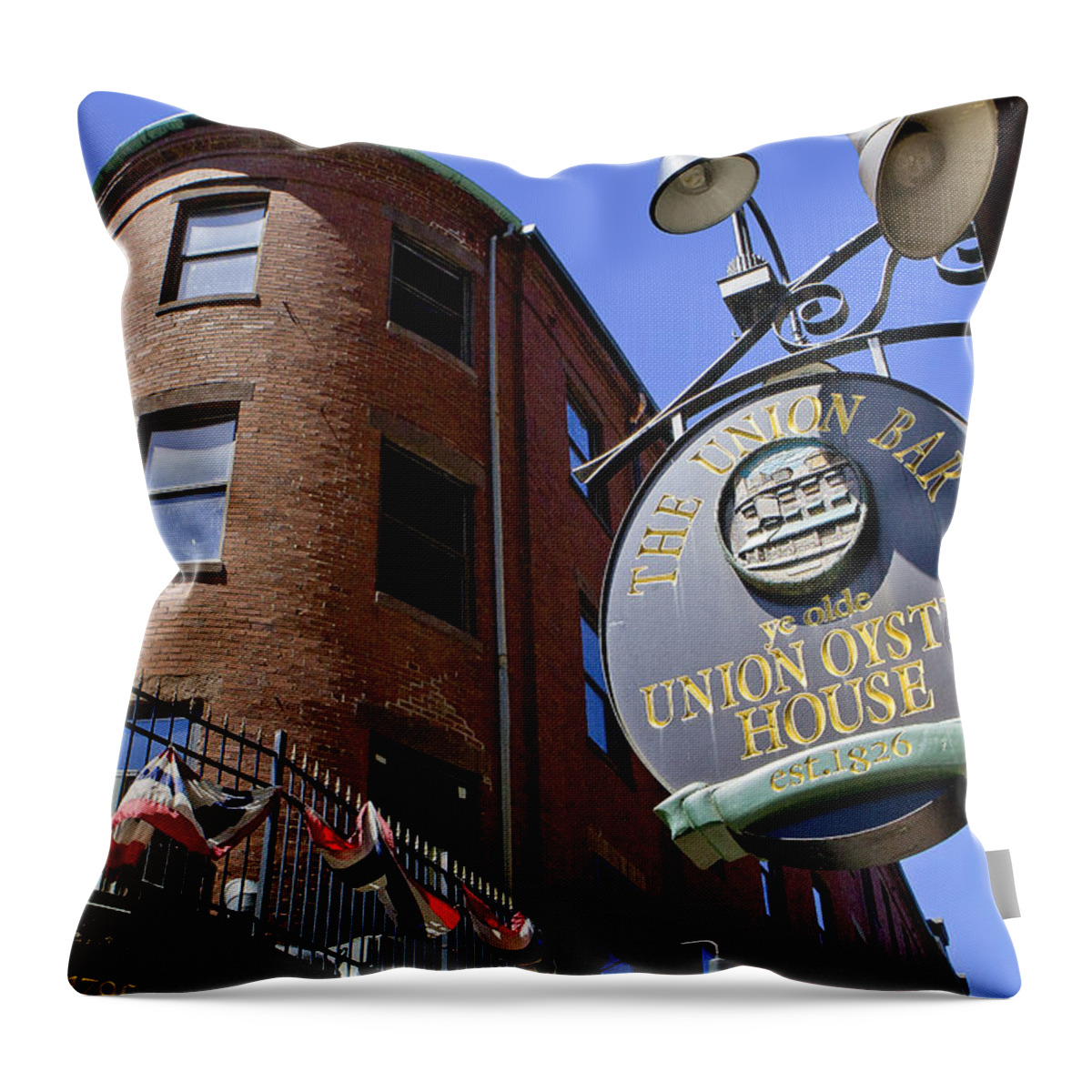 Estock Throw Pillow featuring the digital art Tavern & Seafood Restaurant, Boston, Ma by Claudia Uripos