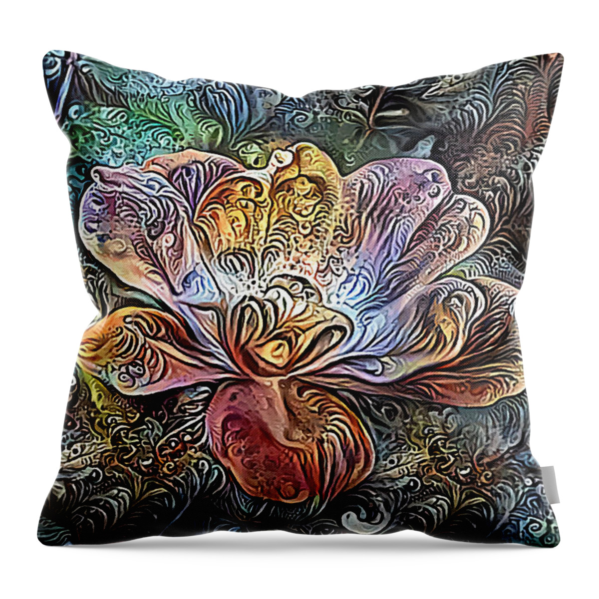 Tea Rose Abstract Throw Pillow featuring the photograph Tea Rose Abstract by Sandi OReilly