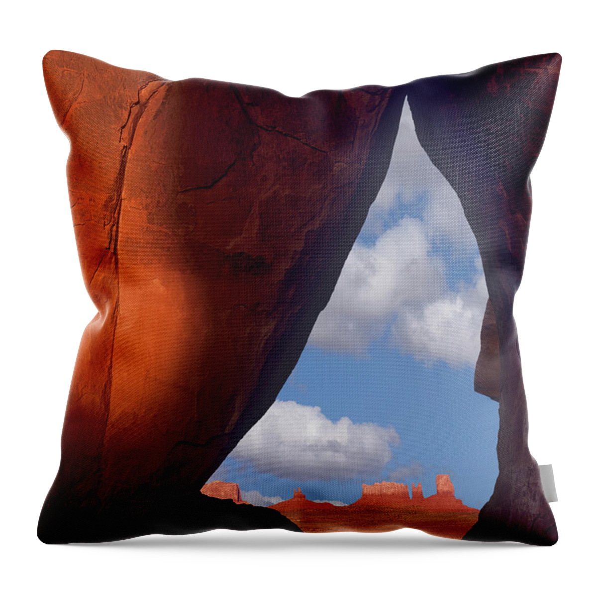 00586227 Throw Pillow featuring the photograph Teardrop Arch And Buttes, Monument Valley, Arizona by Tim Fitzharris