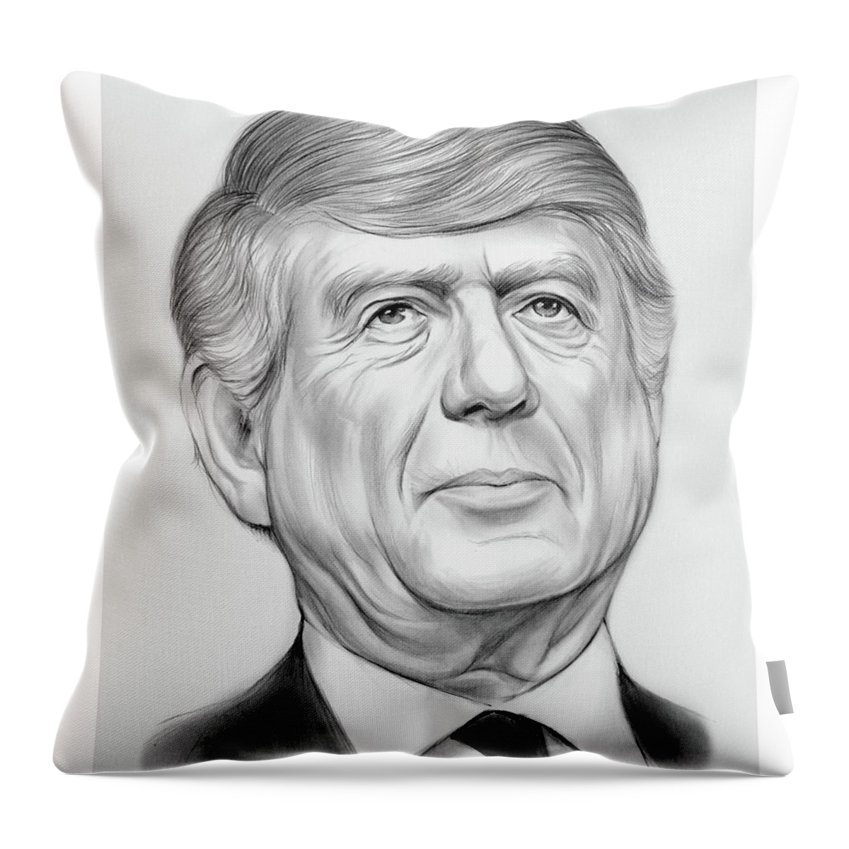 Ted Koppel Throw Pillow featuring the drawing Ted Koppel by Greg Joens