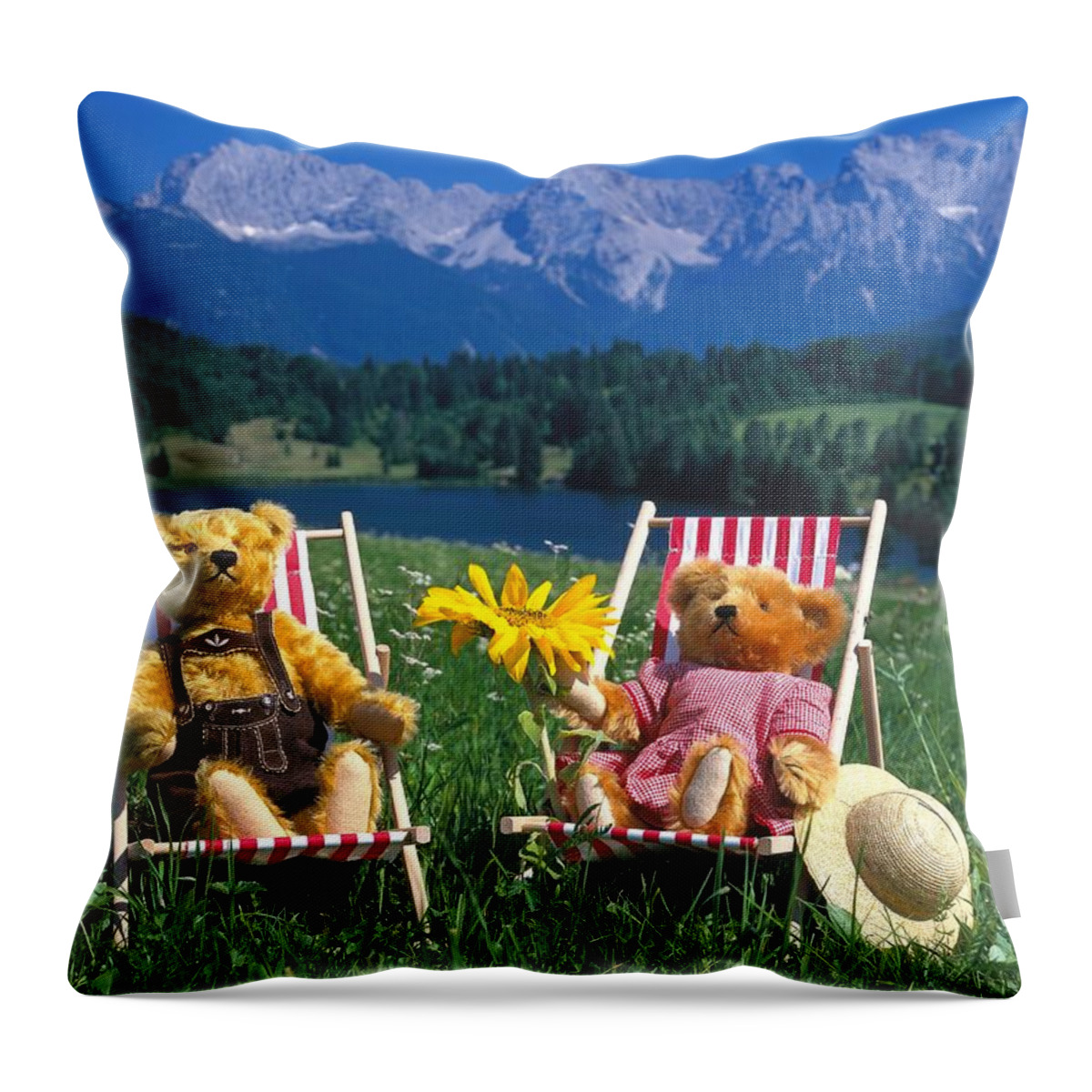 Estock Throw Pillow featuring the digital art Teddy Bears Lounging by Hp Huber
