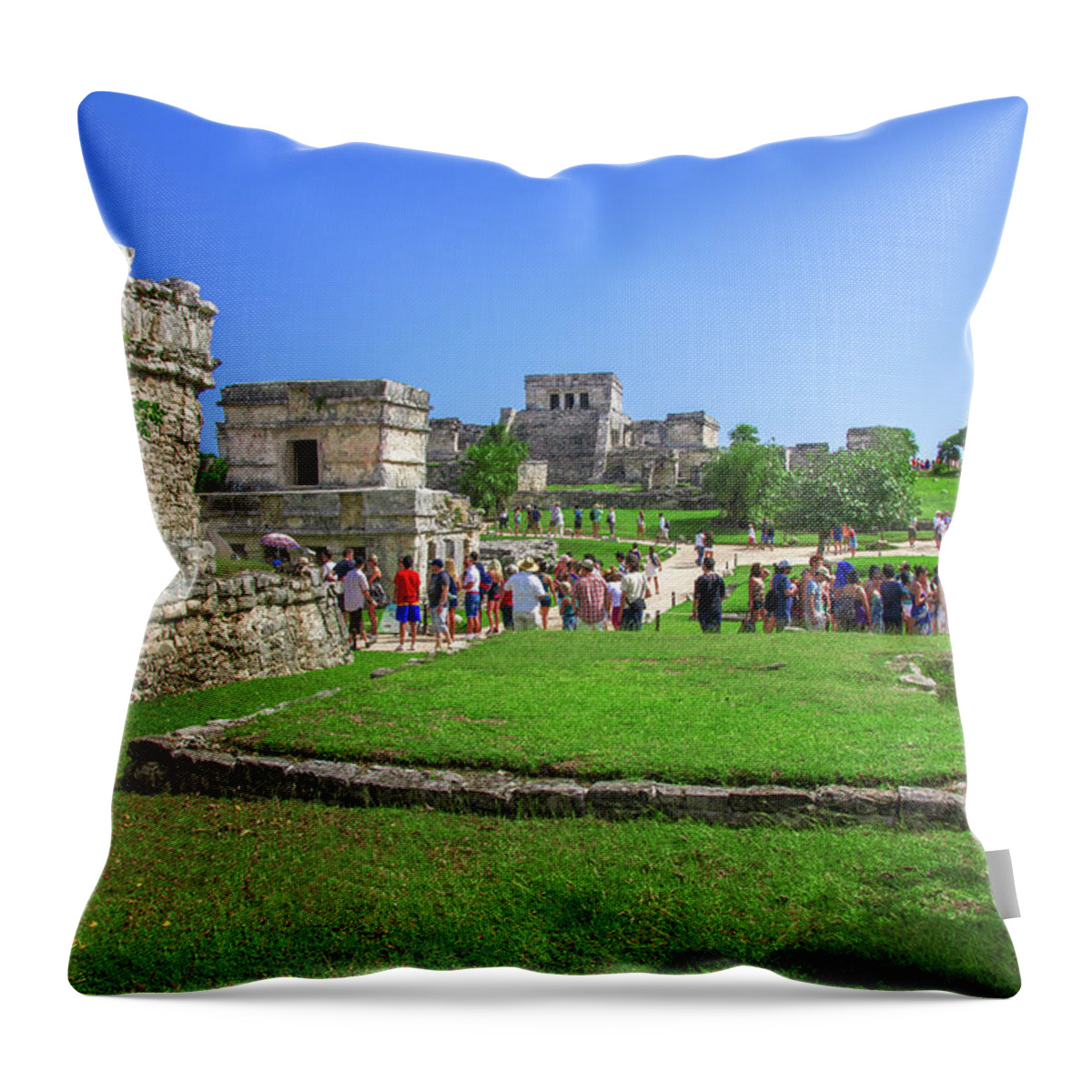 Temple Throw Pillow featuring the photograph Temples of Tulum by Sun Travels