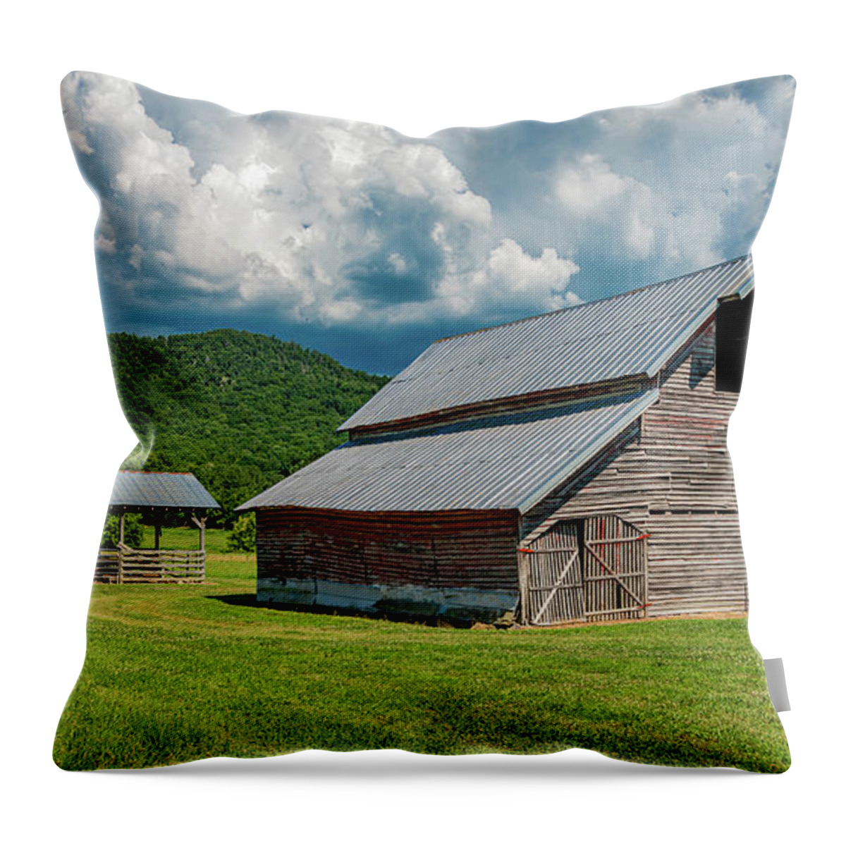 Country Throw Pillow featuring the photograph Tennessee Barnscape by Marcy Wielfaert