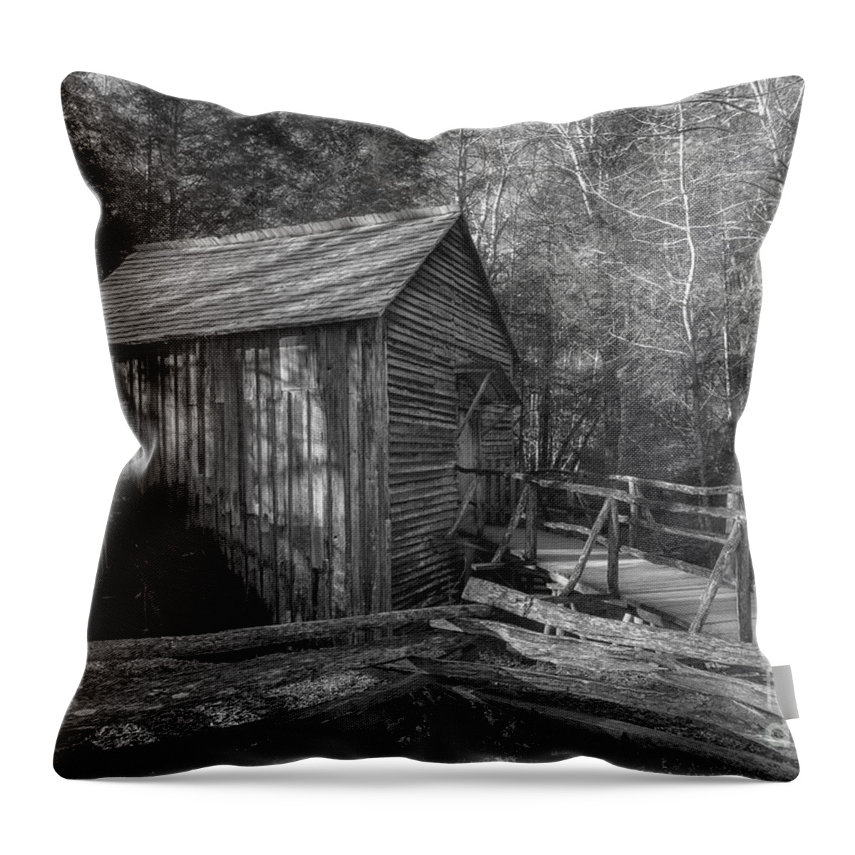 Grist Mill Throw Pillow featuring the photograph Tennessee Mill 2 by Mike Eingle