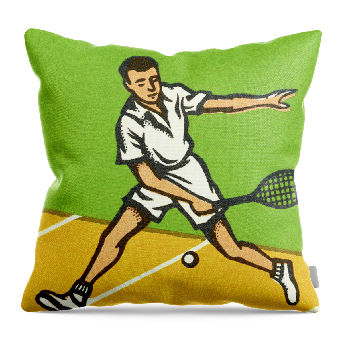 Adult Throw Pillow featuring the drawing Tennis by CSA Images