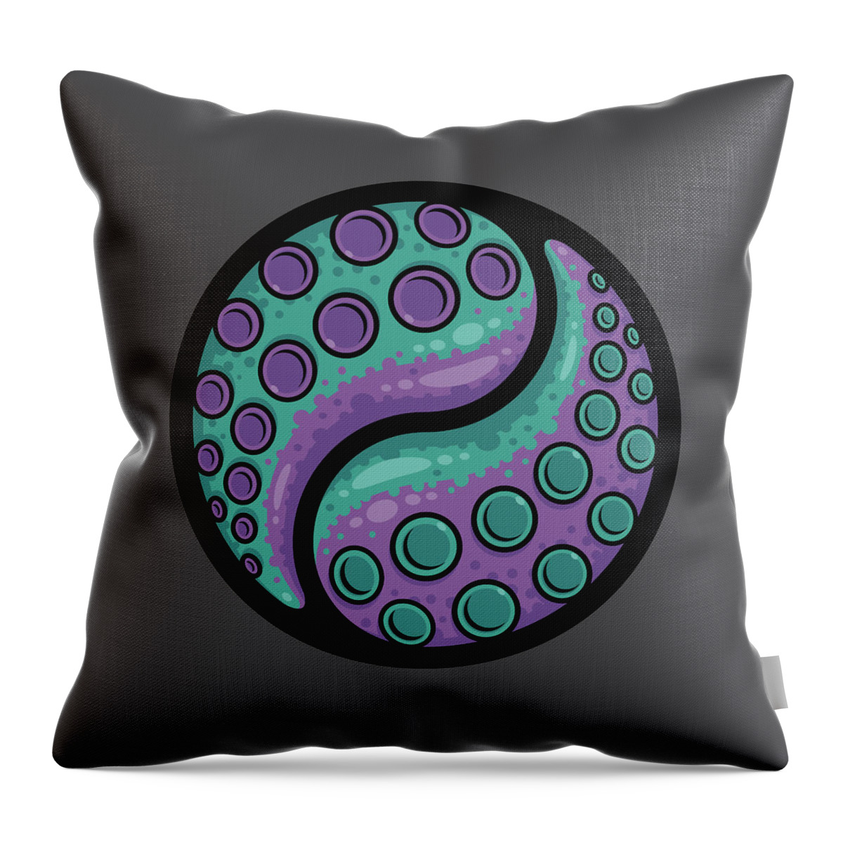 Tentacle Throw Pillow featuring the digital art Tentacle Yin Yang by John Schwegel