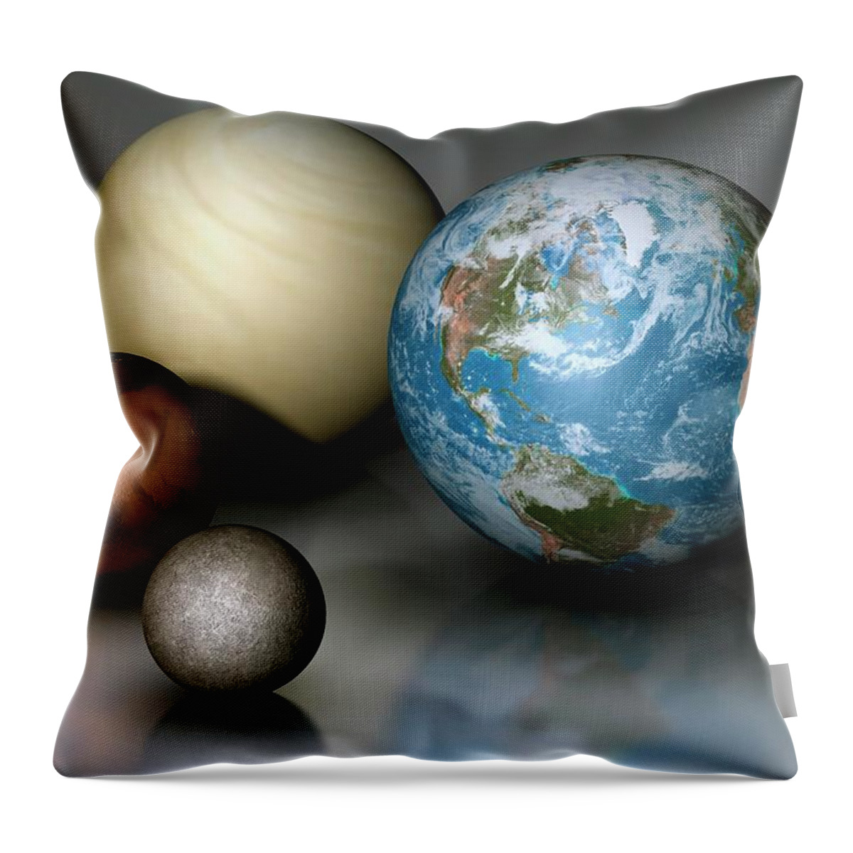 Scale Throw Pillow featuring the digital art Terrestrial Planets Compared by Mark Garlick