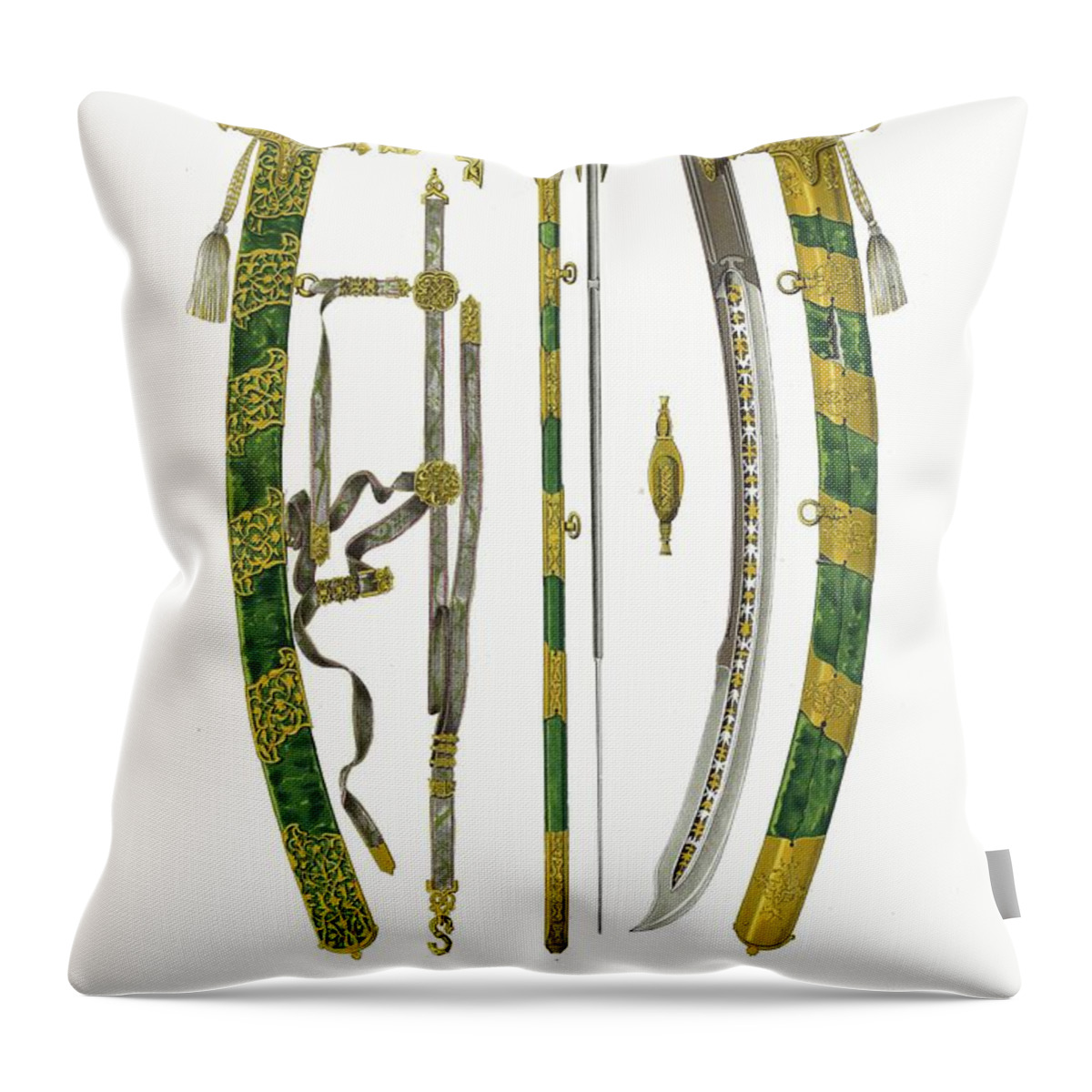Weapons Throw Pillow featuring the painting Tesak Tsaria Alekseia Mikhailovicha by Fedor Grigoryevich Solntsev