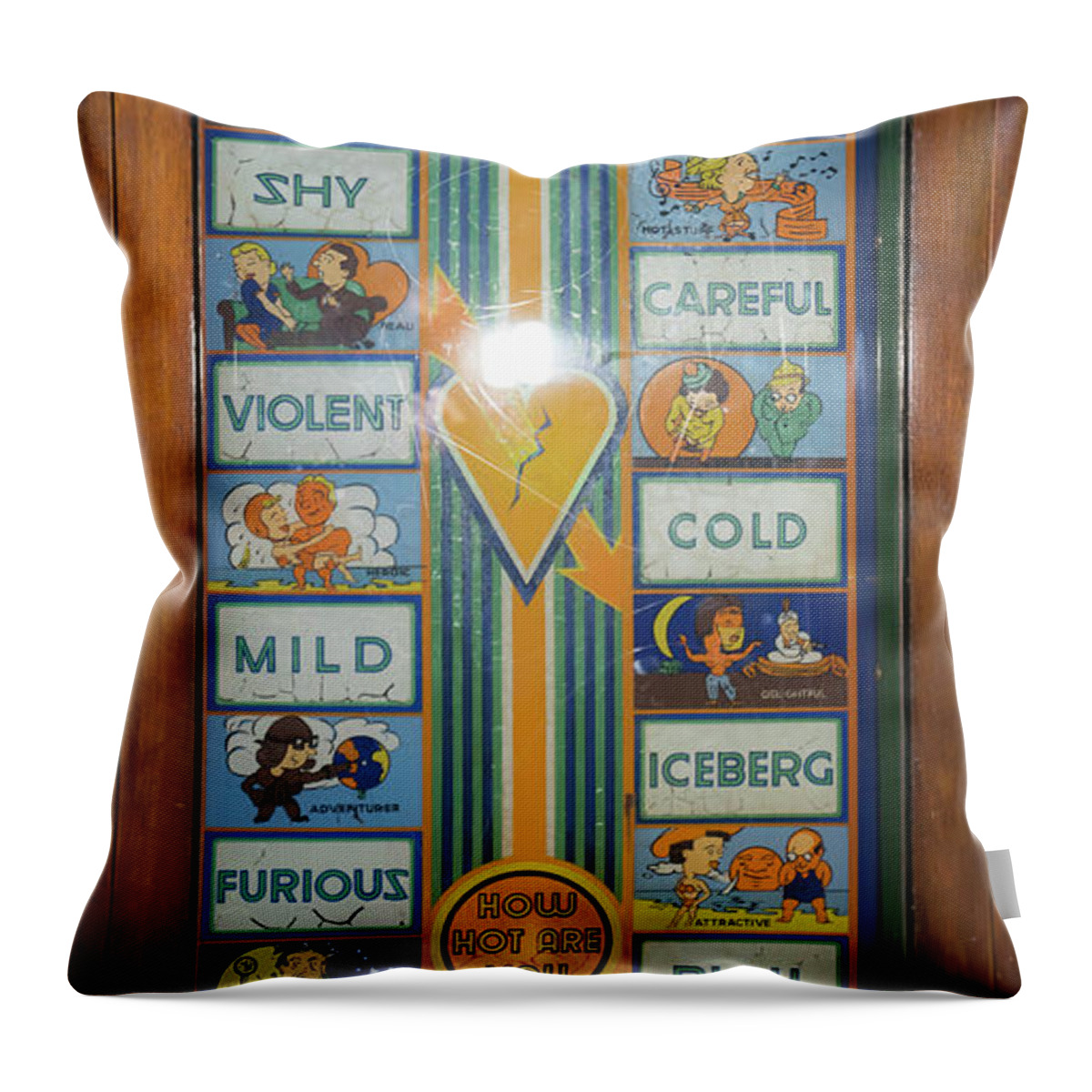 Wingsdomain Throw Pillow featuring the photograph Test Your Love Vintage Penny Arcade Machine DSC6833 by Wingsdomain Art and Photography