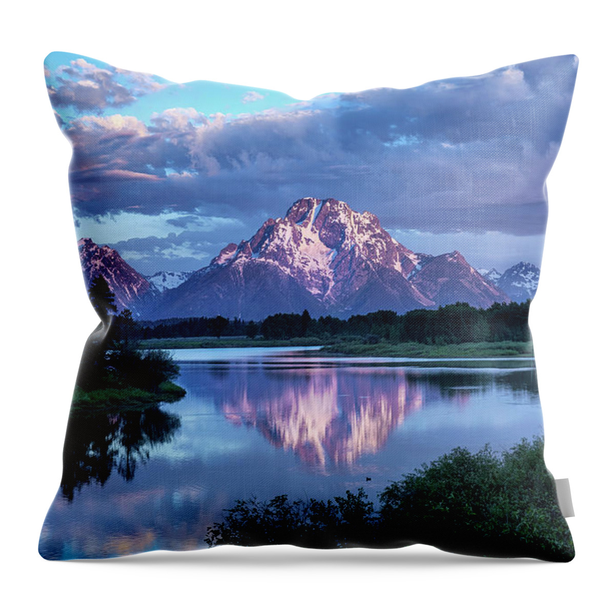 Scenic Landscape Throw Pillow featuring the photograph Teton Oxbow Morning 9087 by Harriet Feagin