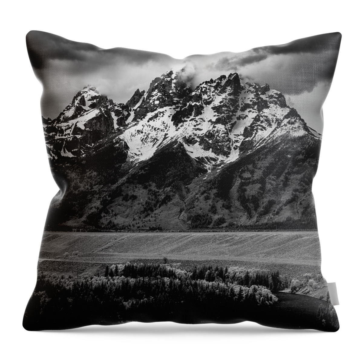 Tetons Throw Pillow featuring the photograph Tetons over the Snake River II by Jon Glaser
