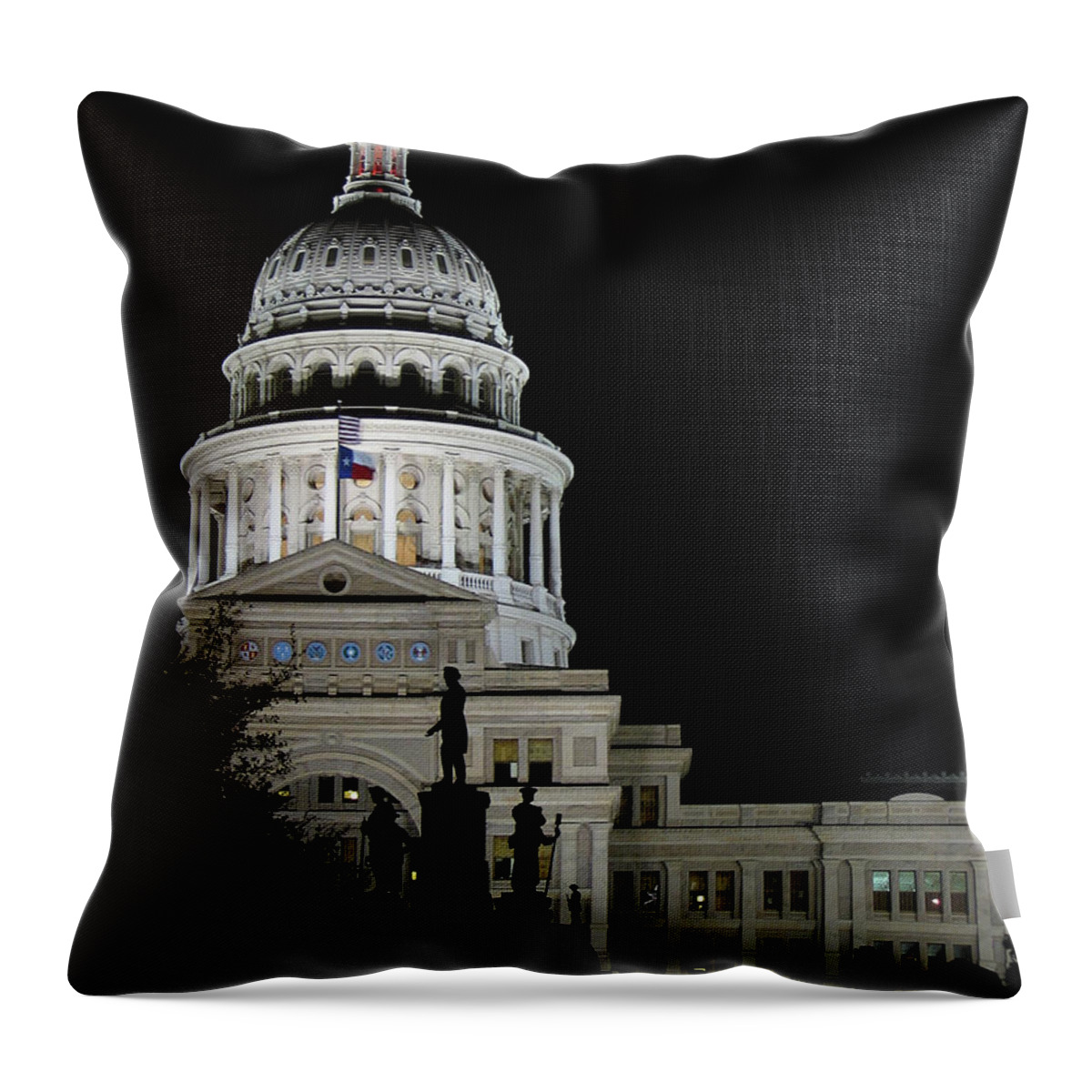 Shadow Throw Pillow featuring the photograph Texas Capitol - Austin by Borsheim