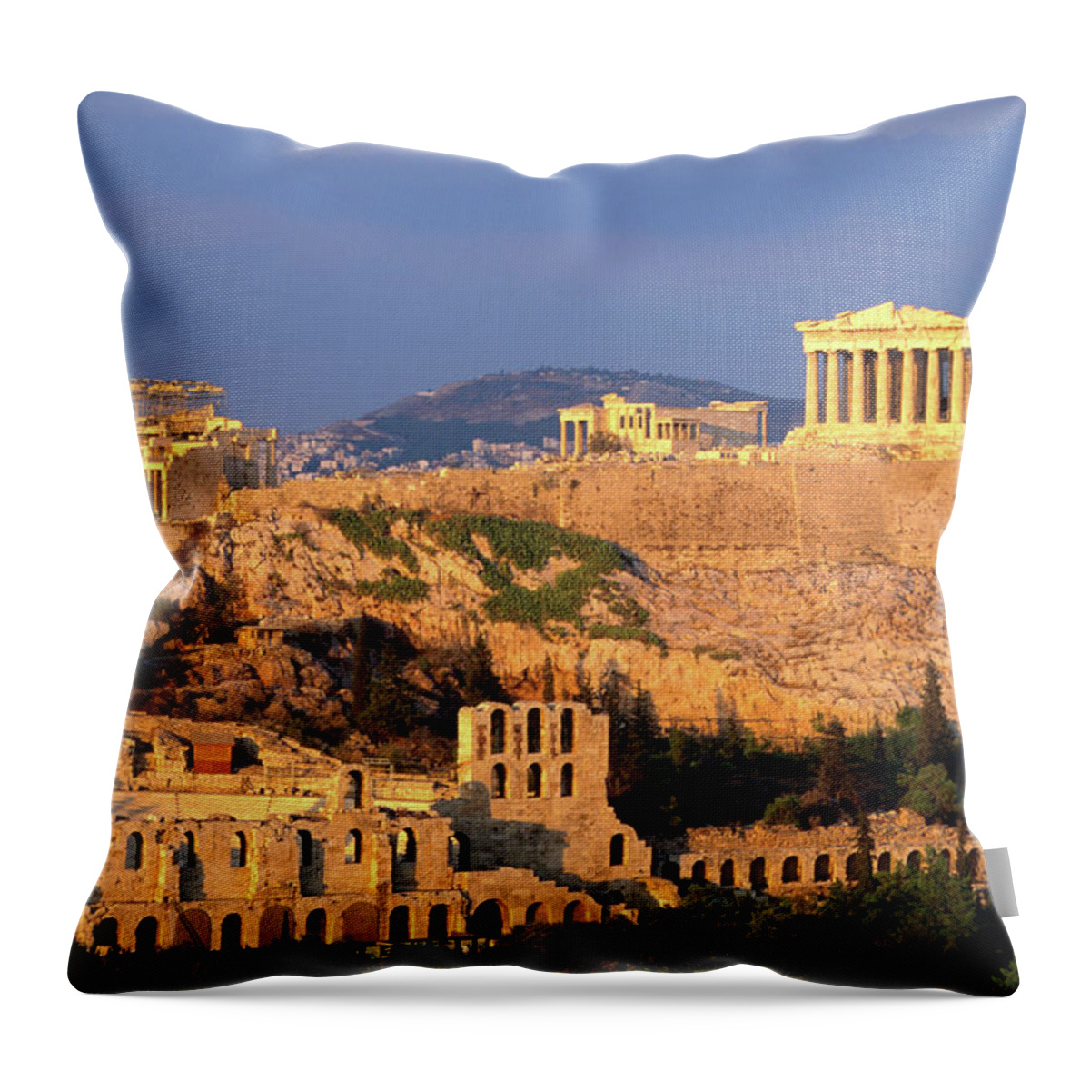 Greece Throw Pillow featuring the photograph The Acropolis Taken From Phiopappos by John Elk Iii
