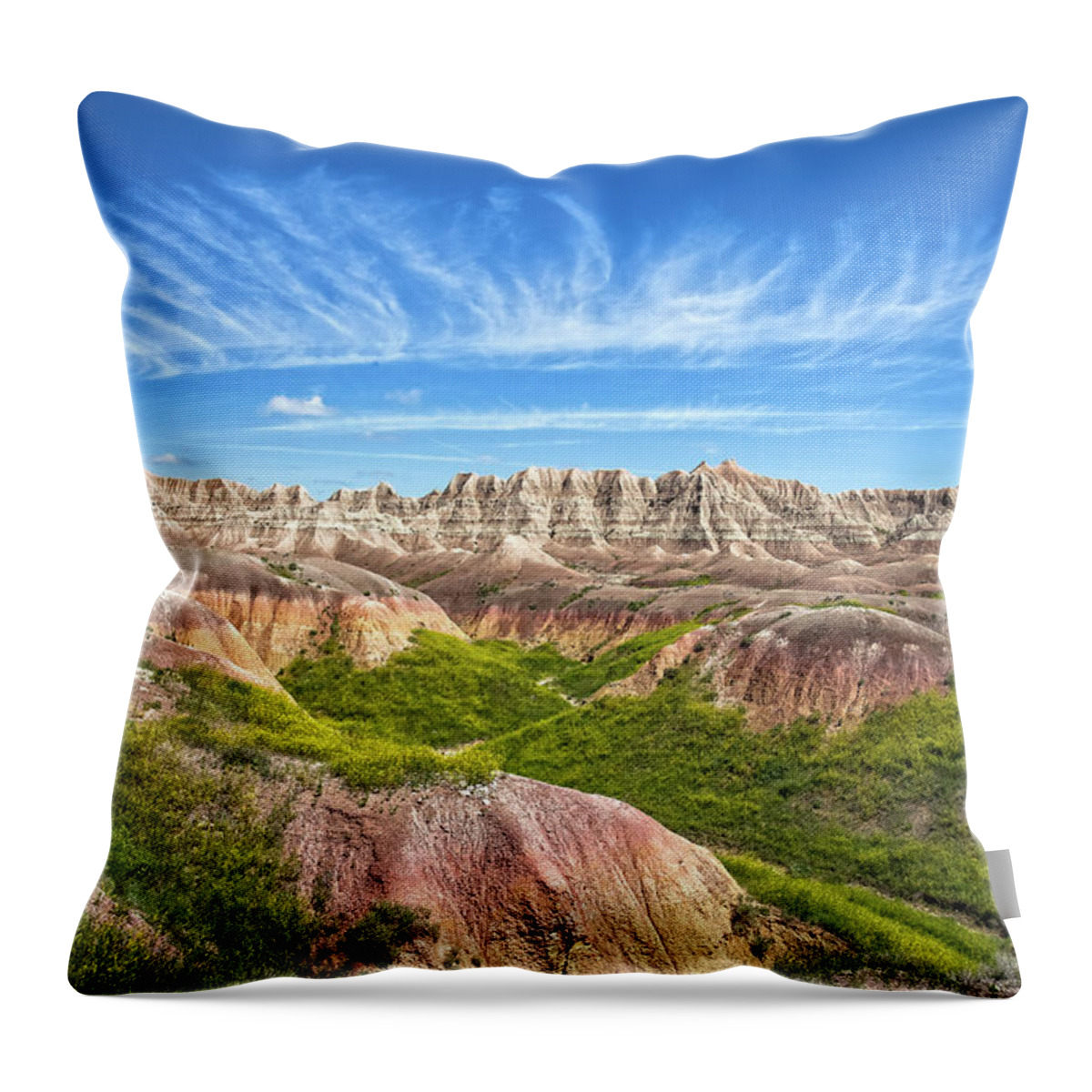 South Dakota Throw Pillow featuring the photograph The Badlands Loop by Chris Spencer