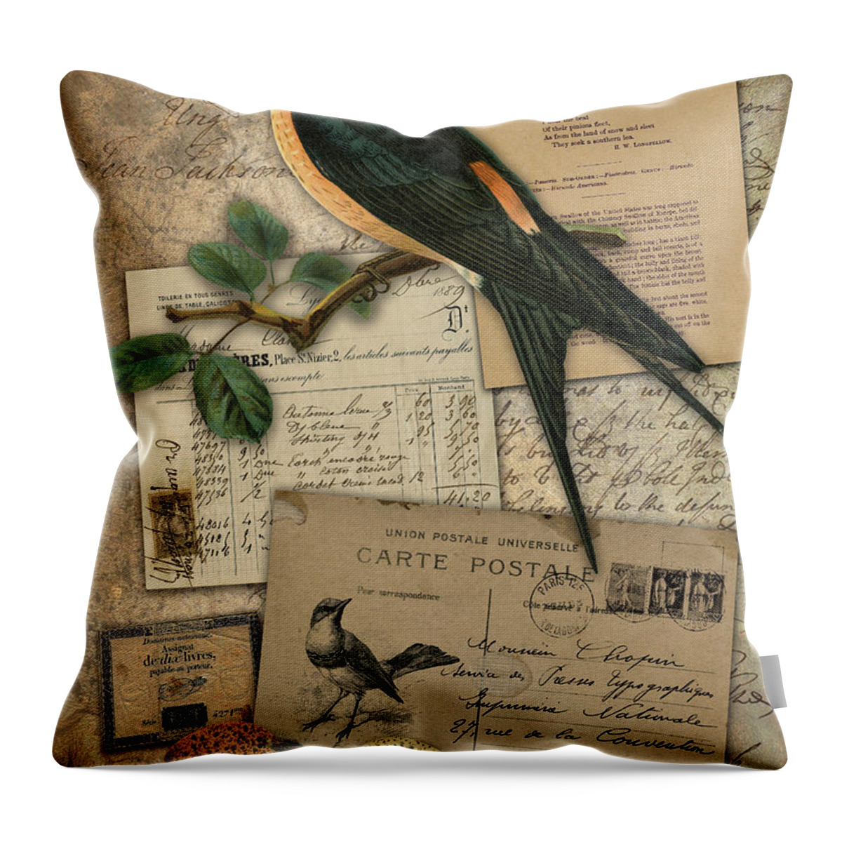  Throw Pillow featuring the digital art The Barn Swallow by Terry Kirkland Cook