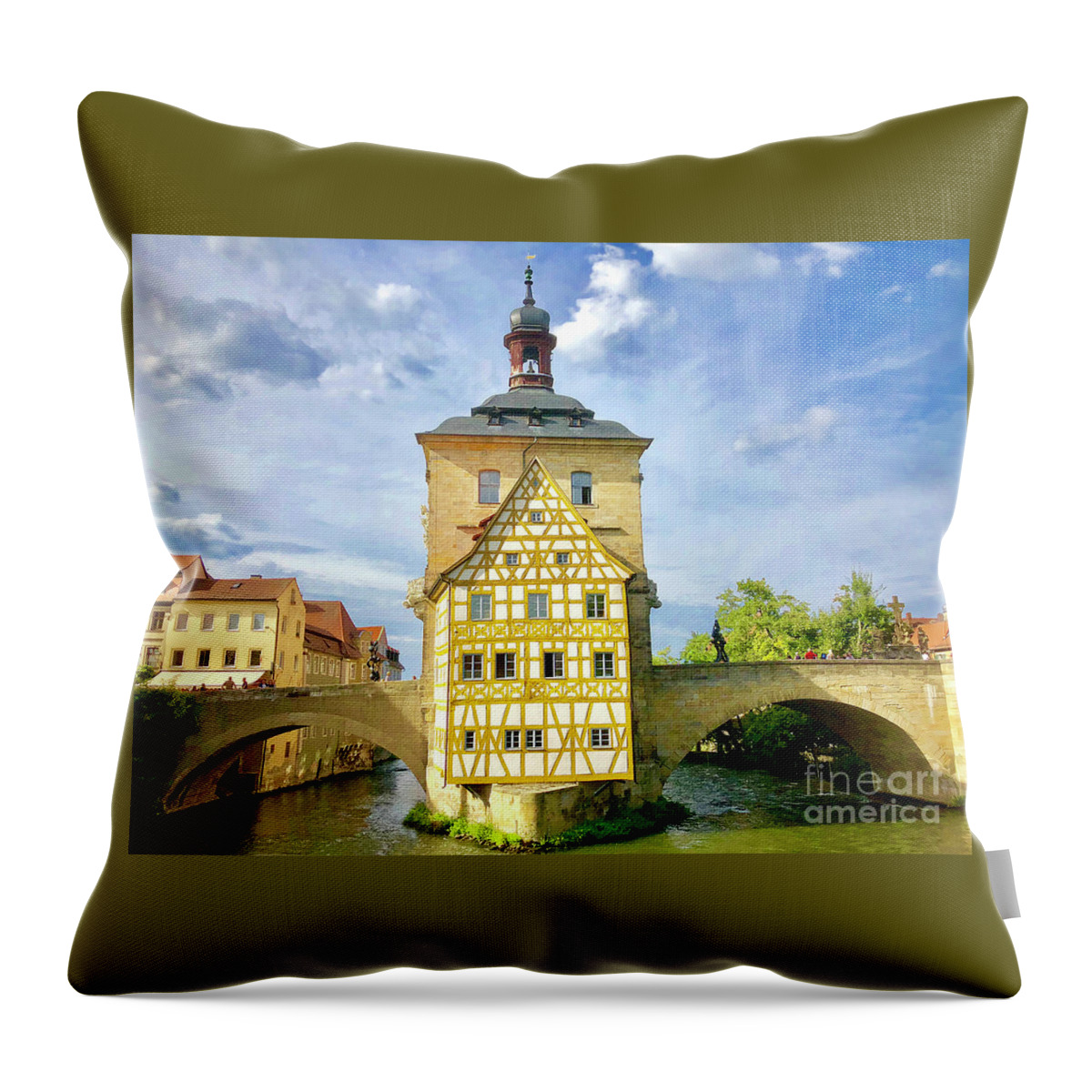 Bamberg Throw Pillow featuring the photograph The beautiful Bavarian town of Bamberg on a gorgeous summers day. by Gunther Allen
