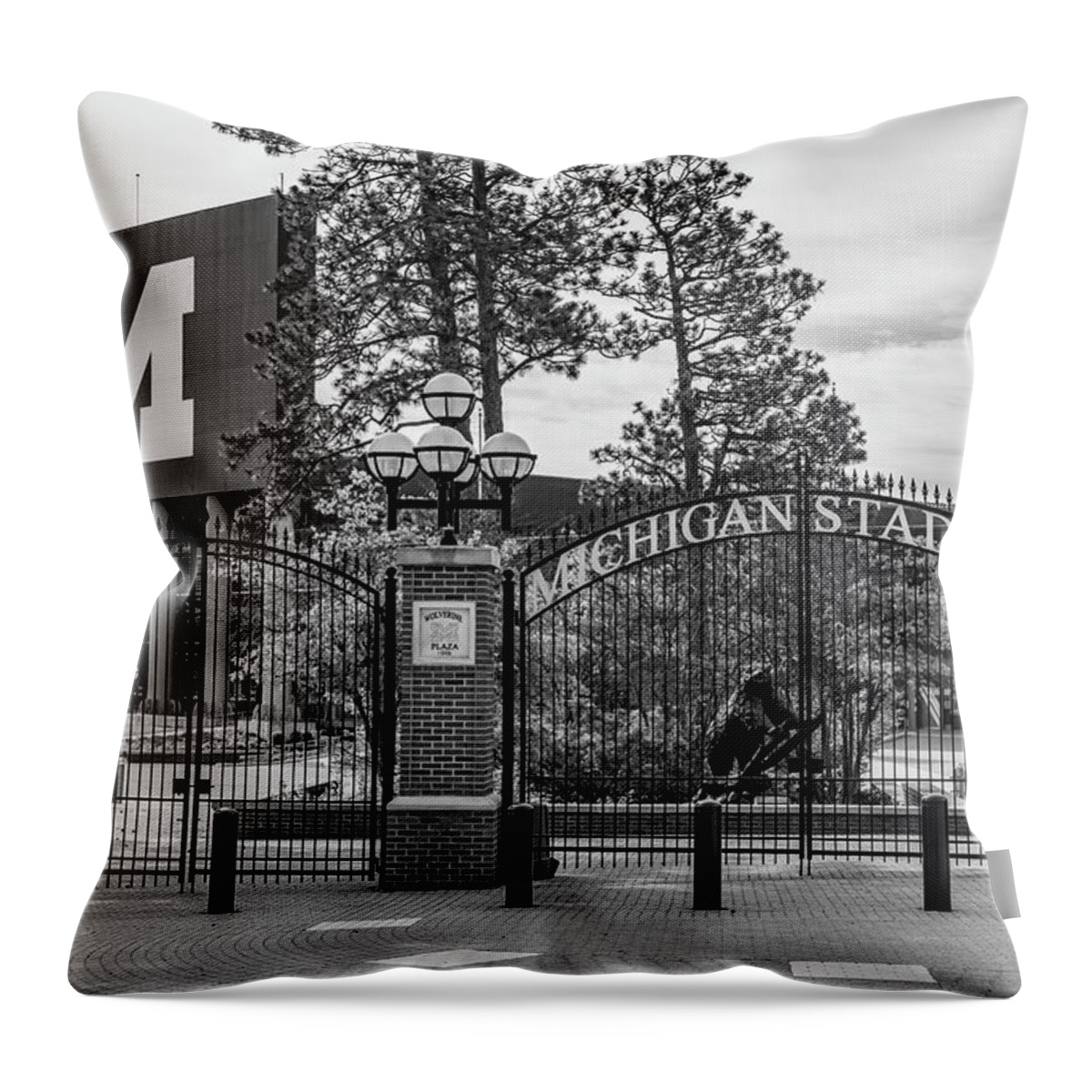 . Big Ten Campus Throw Pillow featuring the photograph The Big House 1 by John McGraw