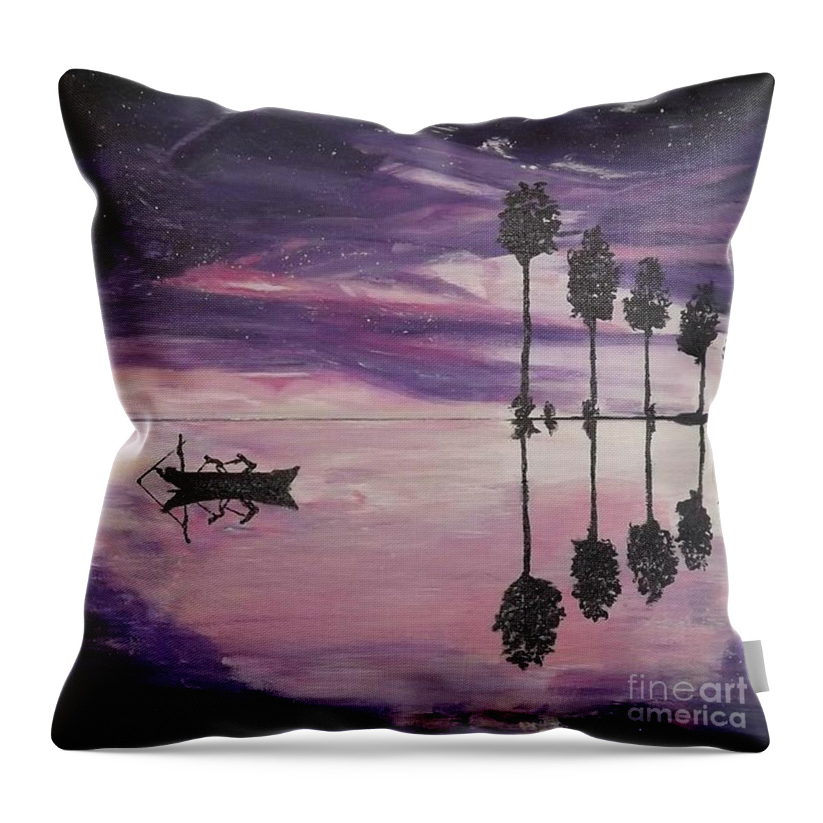 Acrylic Seascape Throw Pillow featuring the painting The Boaters by Denise Morgan