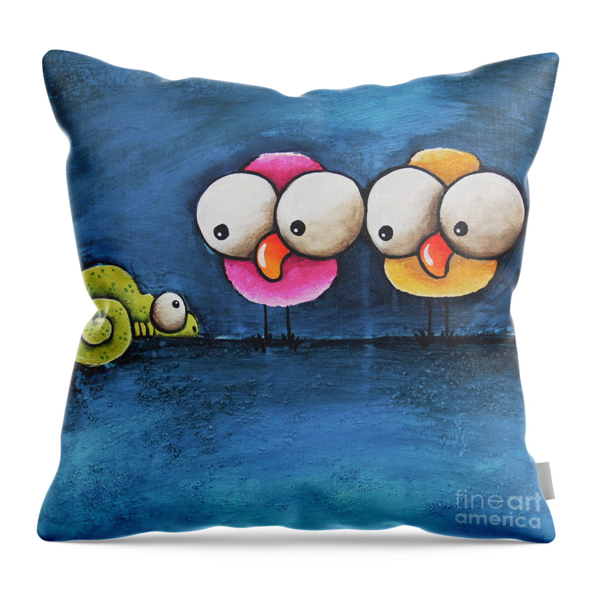 Bird Throw Pillow featuring the painting The Chameleon by Lucia Stewart