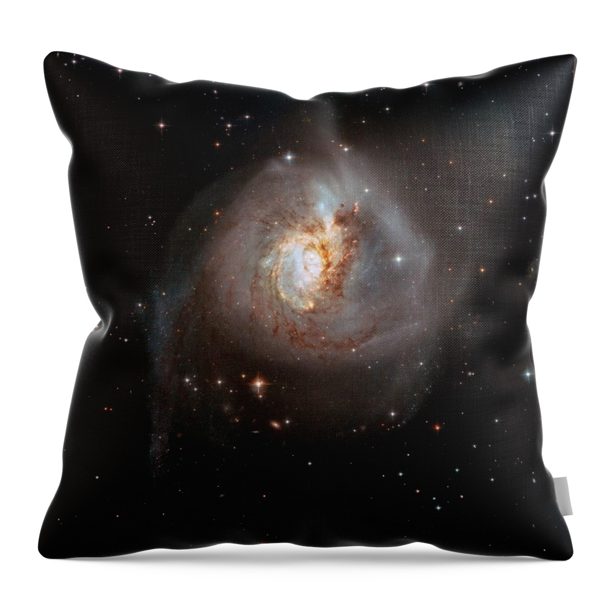 Tration Throw Pillow featuring the painting The Clash of NGC 3256 by Celestial Images