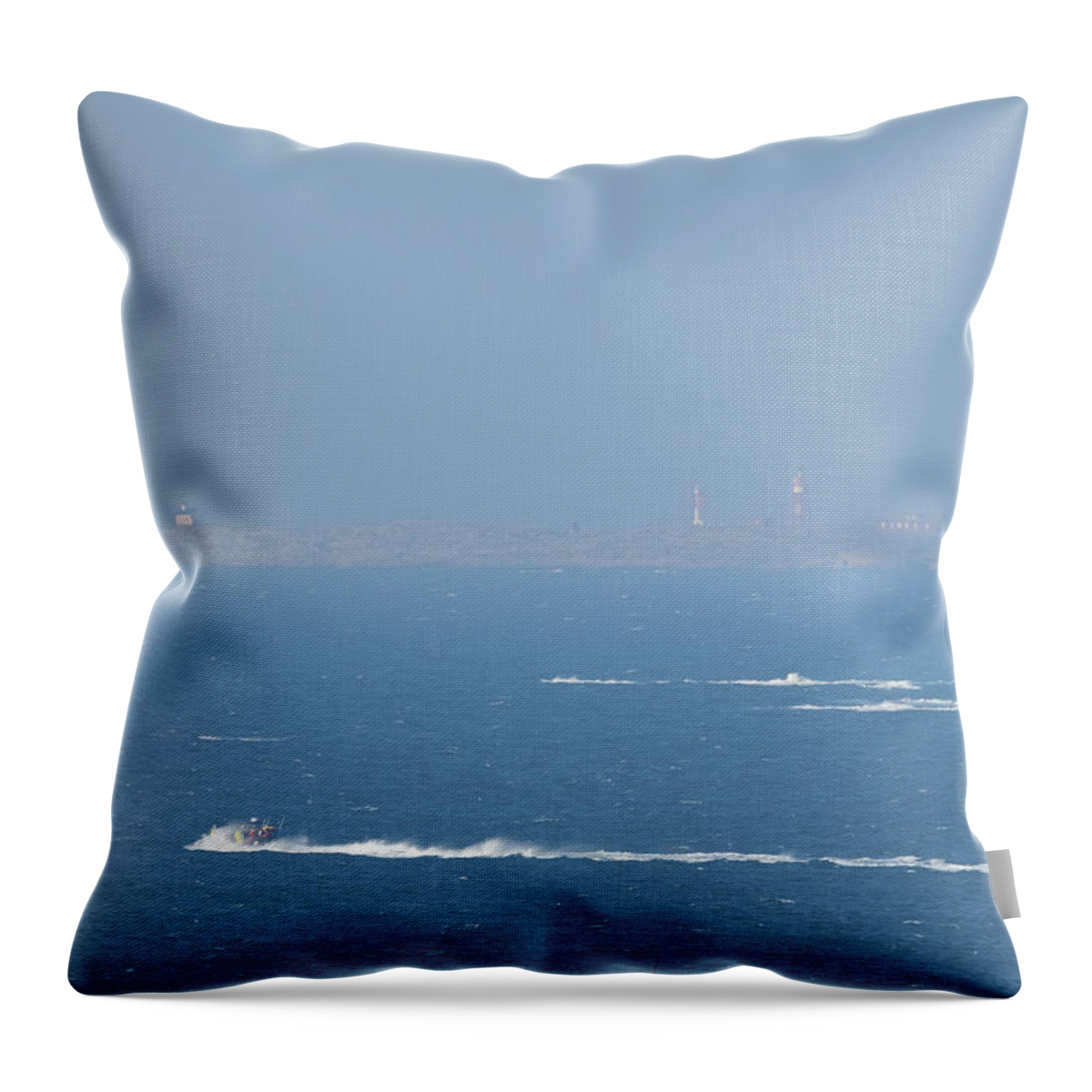 Sweden Throw Pillow featuring the pyrography The Coast Guard's RIB by Magnus Haellquist