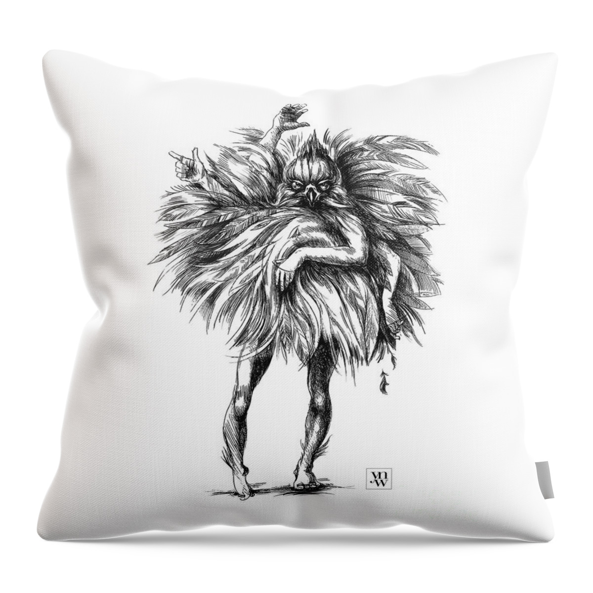 Dance Throw Pillow featuring the drawing The Dance Macabre by Yvonne Wright