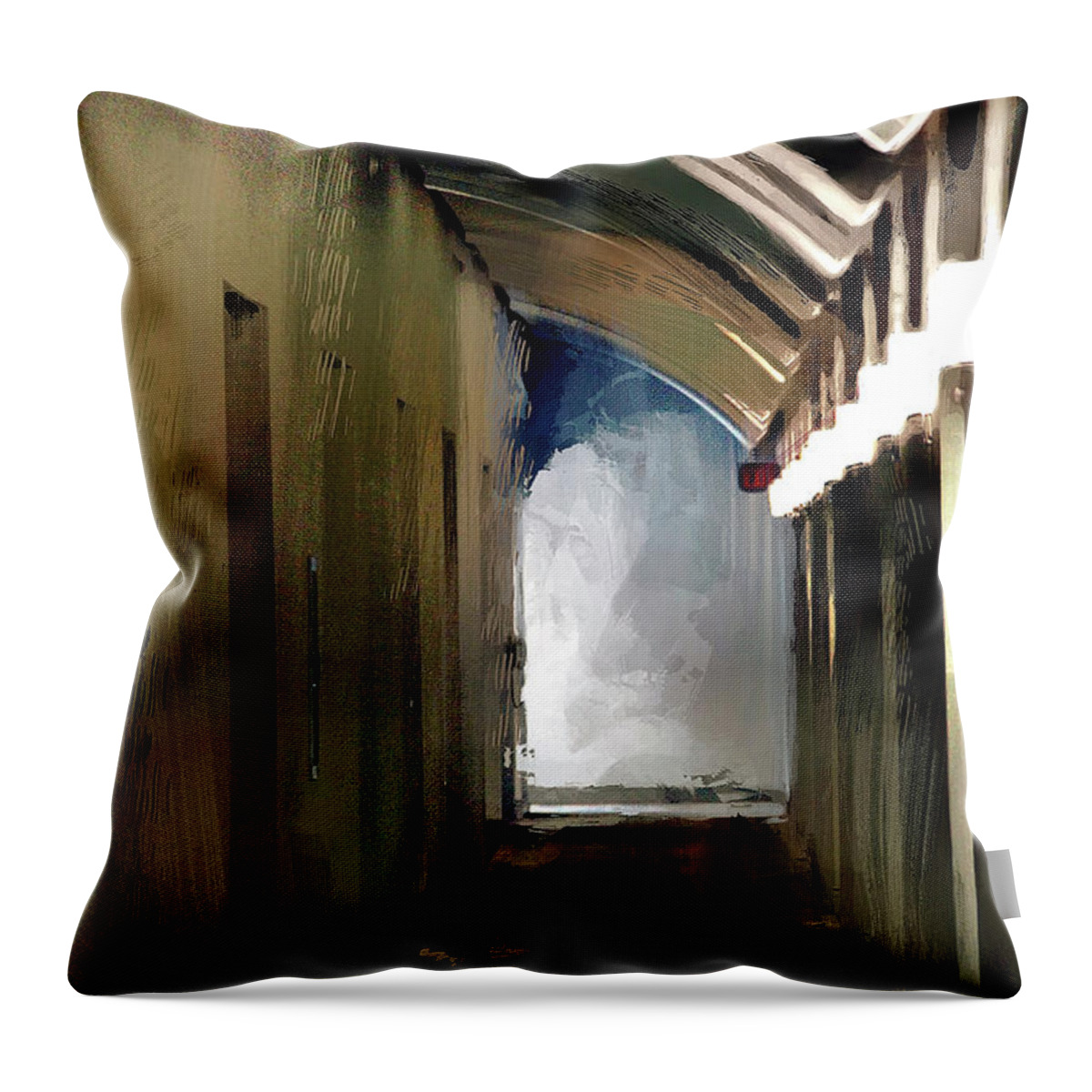 Dark Throw Pillow featuring the photograph The Dark Corridor by GW Mireles