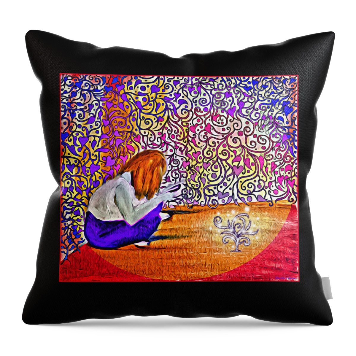 Lise Winne Throw Pillow featuring the mixed media The Different Plant, Abbie Shores FAA Challenge 18 by Lise Winne