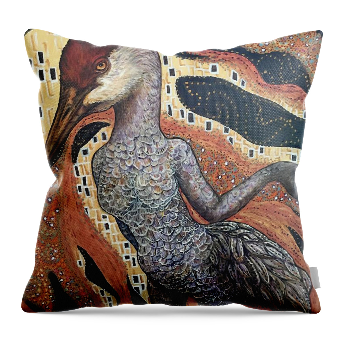 Bird Throw Pillow featuring the painting The Diva by Linda Markwardt