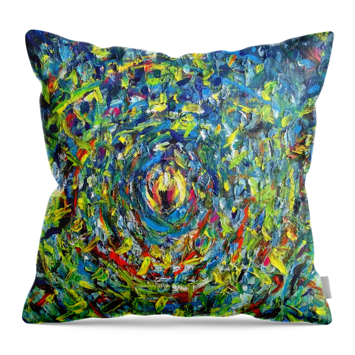 Abstract Throw Pillow featuring the painting The egg of the beginning by Chiara Magni