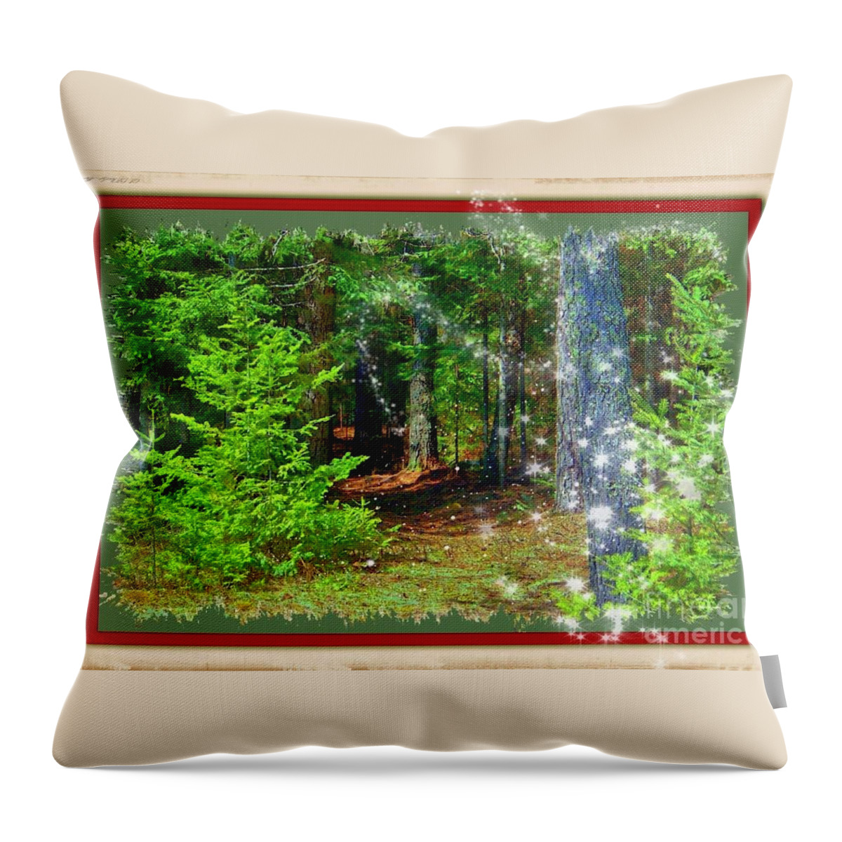 Woods Throw Pillow featuring the photograph The Enchanted Forest by Shirley Moravec