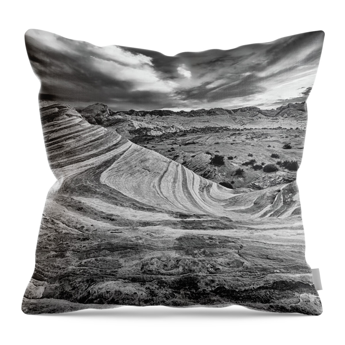 Nevada Throw Pillow featuring the photograph The Fire Wave in Black and White by Rick Berk