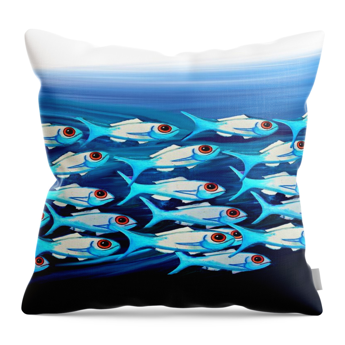 Modern Abstract Throw Pillow featuring the painting The Fish Ball - Here We Go Round by Joan Stratton