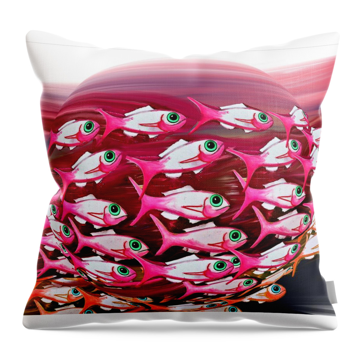 Modern Abstract Throw Pillow featuring the painting The Fish Eye View by Joan Stratton