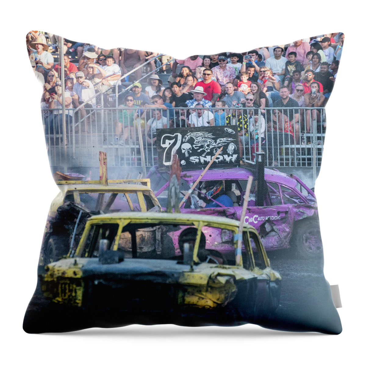 Demolition Throw Pillow featuring the photograph The Fog of War by Alex Lapidus