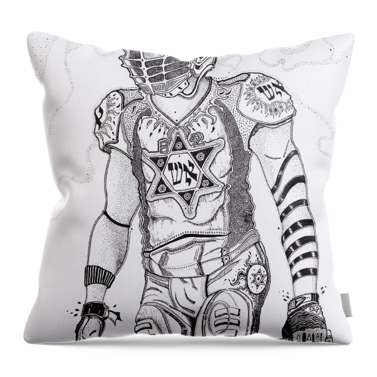 Football Throw Pillow featuring the painting The Football King by Yom Tov Blumenthal