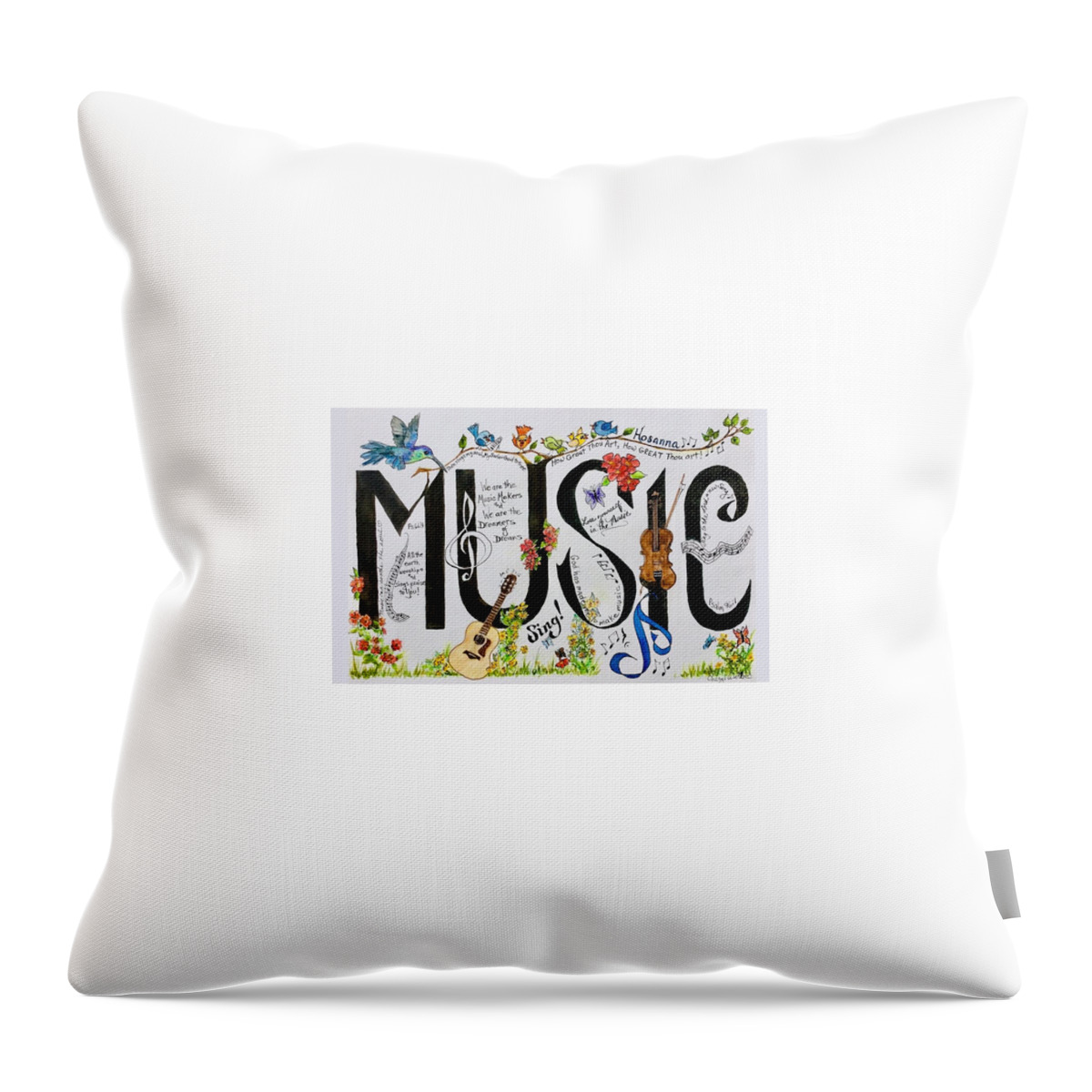 Music Throw Pillow featuring the painting The Gift by Cheryl Wallace