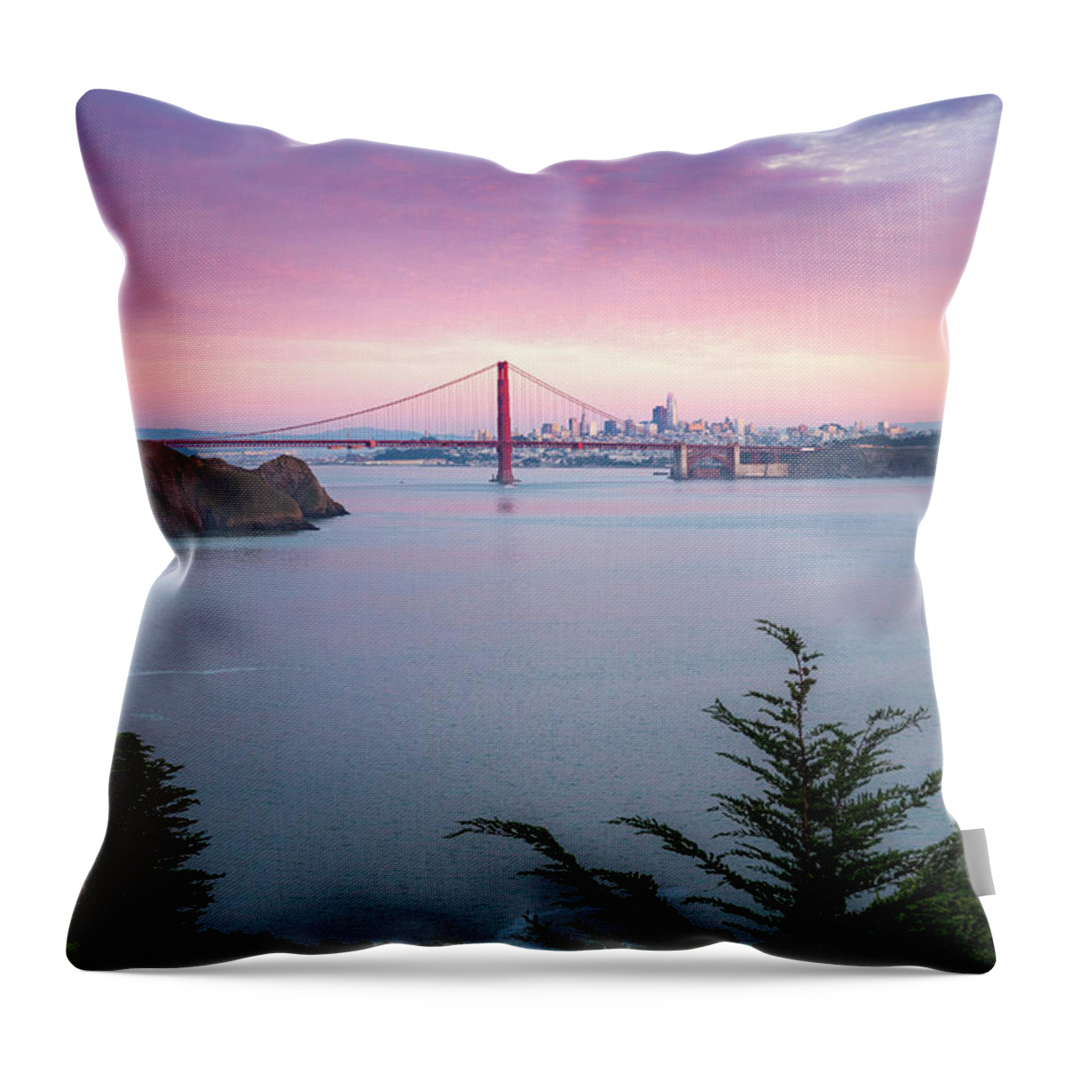 Alcatraz Throw Pillow featuring the photograph The Golden City by Bryan Xavier