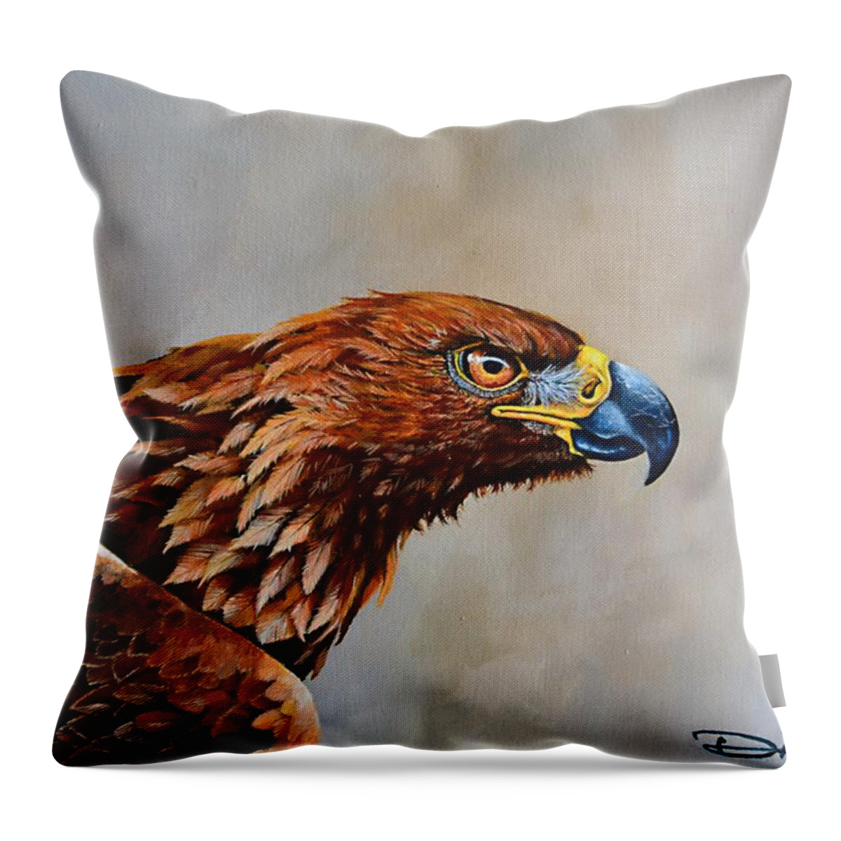 Birds Throw Pillow featuring the painting The Golden Eagle by Dana Newman