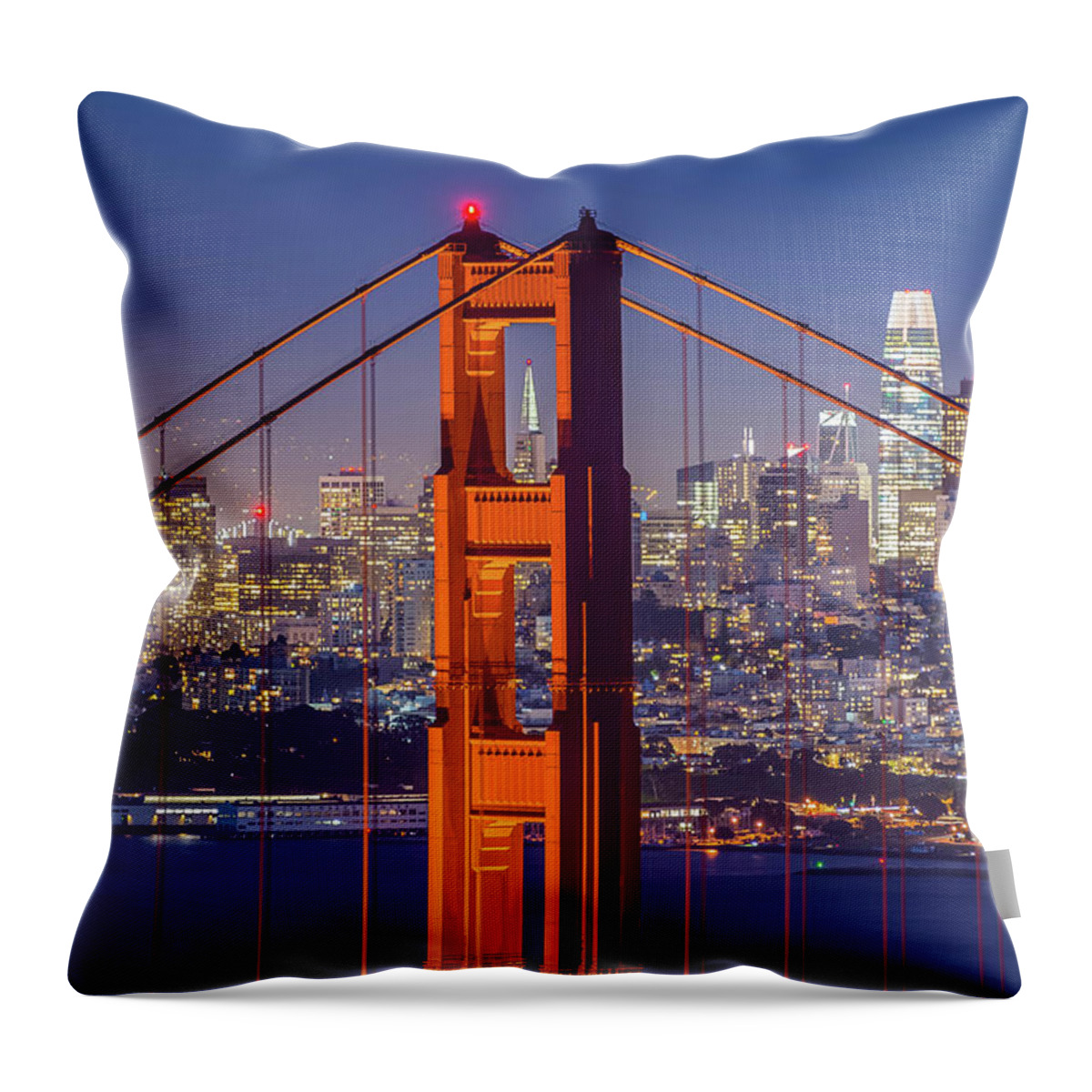 Golden Gate Bridge Throw Pillow featuring the photograph The Golden Gate by Mike Ronnebeck